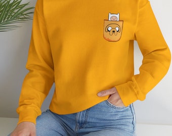 Adventure Time Finn und Jake in Pocket Sweatshirt: Cartoon Geschenke mit Rundhalsausschnitt