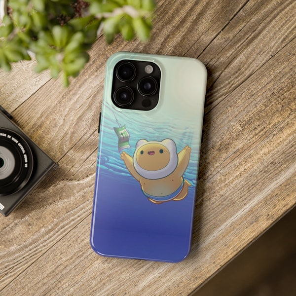 Nirvana x Adventure time finn custom design phone case/gift for cartoon lovers/cute case/parody nirvana album art/personalized funny case