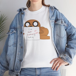 Adventure Time Jake Custom Design Shirt, Funny Cartoon T-Shirt, Cute Spoof Tee, Gift for Cartoon Lover, Personalized Funny Heavy Cotton Gift