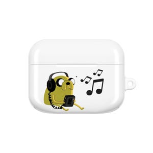 Coque pour AirPod/Airpods Pro Adventure Time Jake Cute Music, pochette fan art personnalisée, accessoire Skin Apple unique, design artistique amusant Cartoon Network