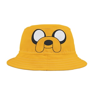 Adventure Time Jake the Dog Bucket Hat (AOP) Unique Cartoon Network Gift, Custom Cute Summer Cap for Animation Fans, Casual Collector's Item