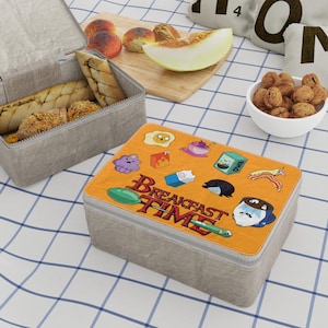 Bolsa de almuerzo de papel portátil de tamaño único con diseño divertido de Adventure Time para el trabajo, bolsa de desayuno personalizada para amantes de Cartoon Network, bolsa de merienda para picnic de viaje