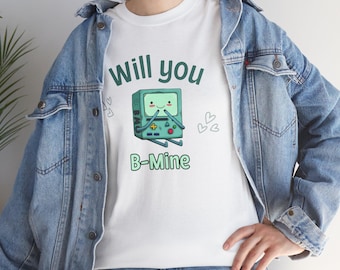Adventure Time Bmo Valentine's Day T-Shirt | Will You B-Mine V-day Tee Gift