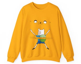 Finn and Jake Hugging Crewneck Adventure Time Sweatshirt, Coloful Cotton Hoodie