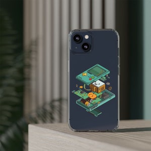 Adventure Time BMO-telefoonhoesje - aangepaste transparante hoes voor iPhone en Samsung, Cartoon Network-ontwerp, perfect cadeau voor animatieliefhebber