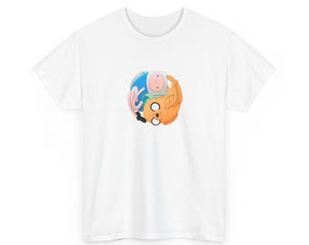 Camiseta de Finn y Jake abrazándose de Hora de Aventura: Camiseta de dibujos animados personalizada