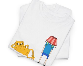 Finn and Jake Hiding T-Shirt, Adventure Time Marceline's Closet Cartoon Unisex Tee