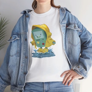 Adventure Time BMO T-shirt - schattig uniseks zwaar katoenen T-shirt, aangepast ontwerp van Cartoon Network, uniek grafisch shirt regenjas, cadeau voor cartoonie