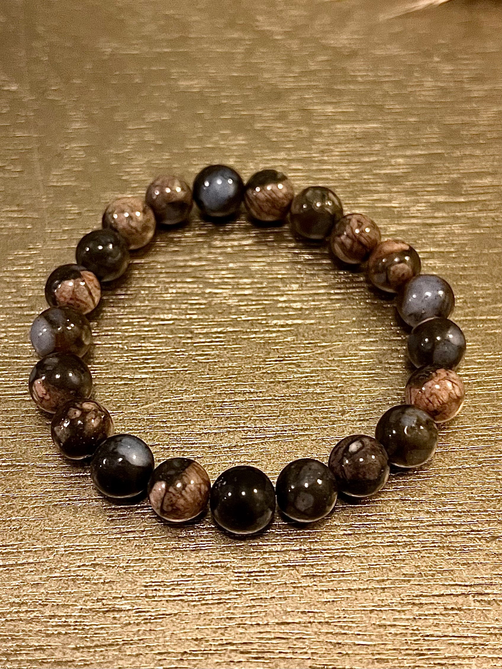 Men's Tiger Eye Stone Antiqued Stainless Steel Clasp Beaded Bracelet (10mm)  - 8.5 : Target