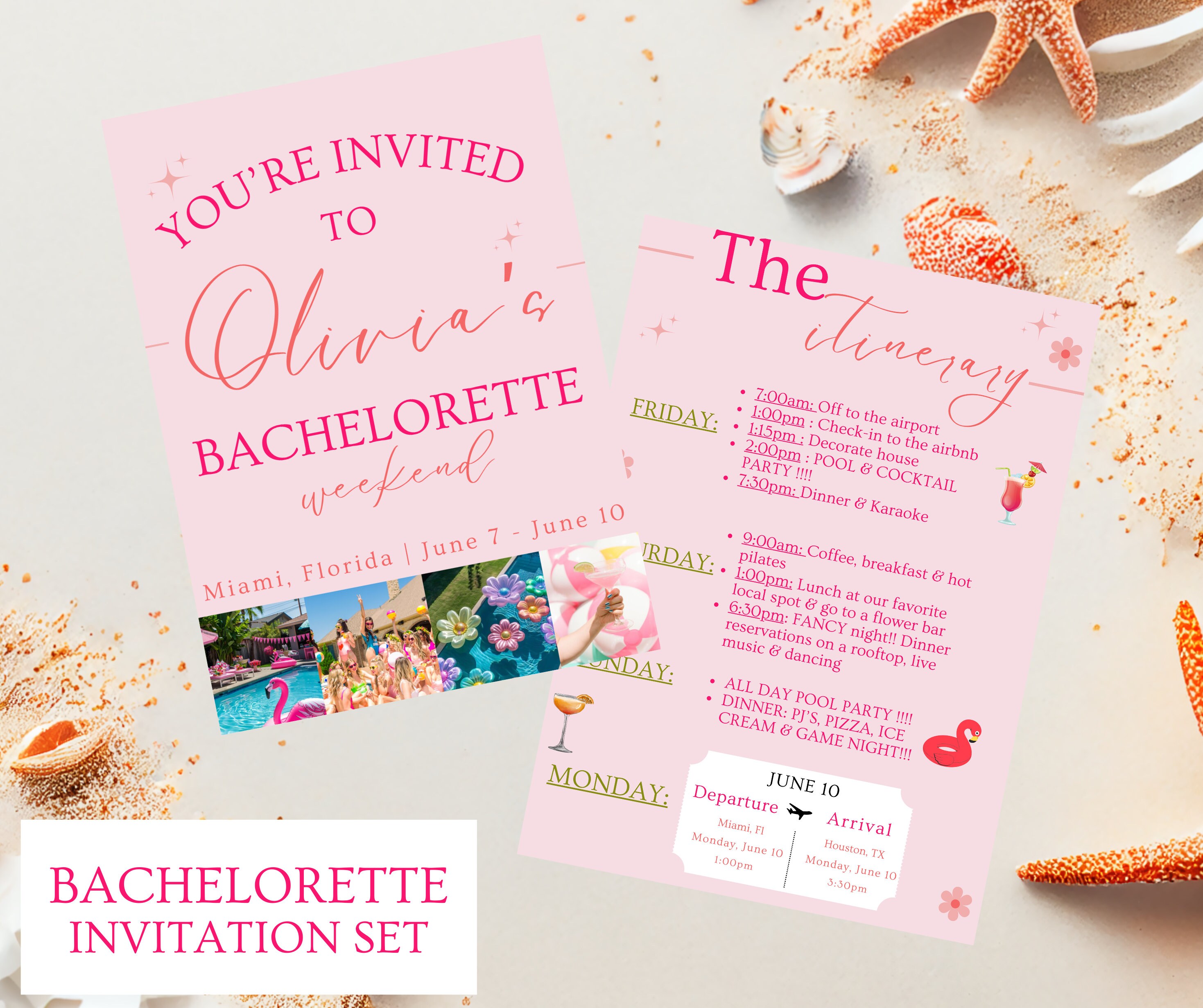 Bachelorette Invitation Itinerary Digital Download Fully Bachelorette Invitation Itinerary Digital Download Fully