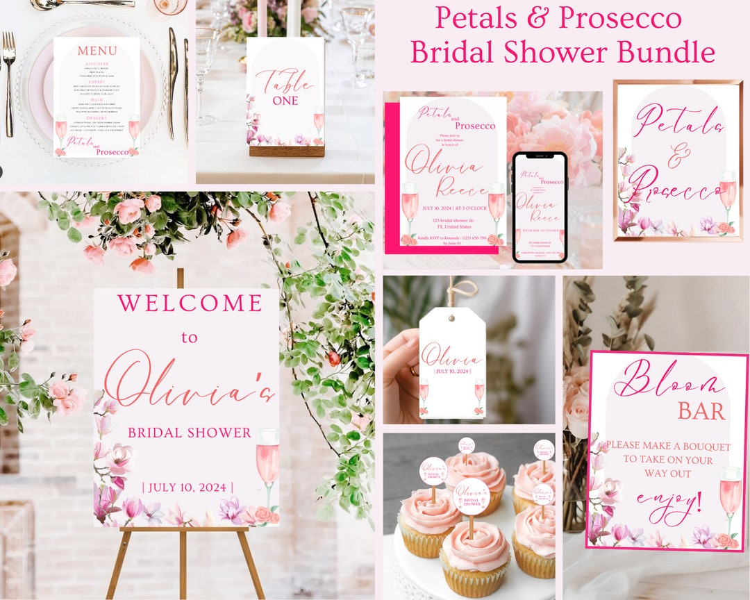 Petals & Prosecco Bridal Shower Bundle – Editable Templates ...