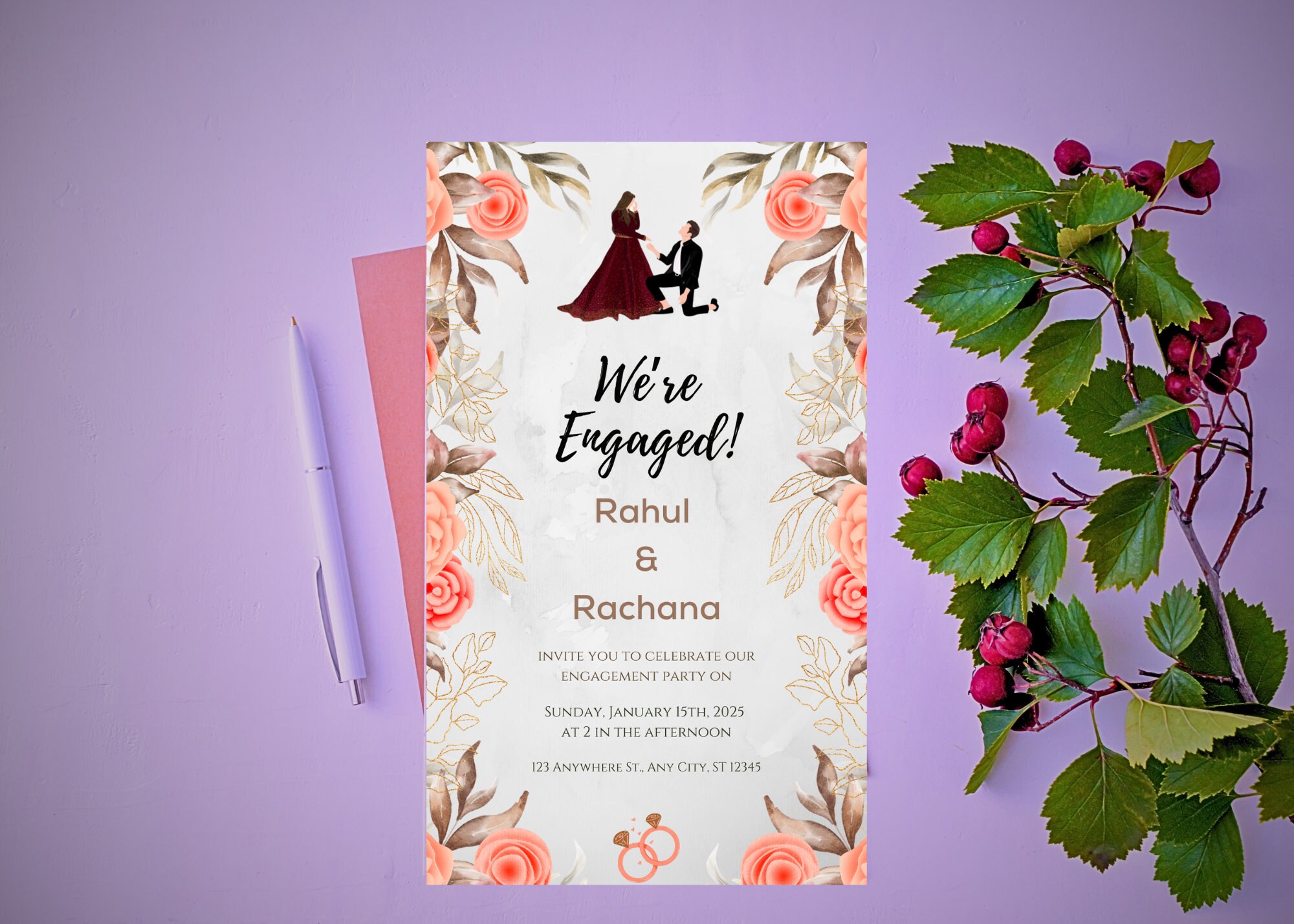 Engagement or Ring Ceremony Invitation Card 14 - Suavasar Invites