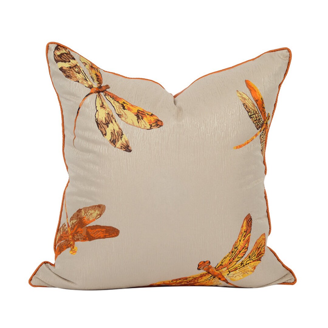 Dragonfly Embroidered Satin Throw Pillowcase Boho Square Etsy Australia