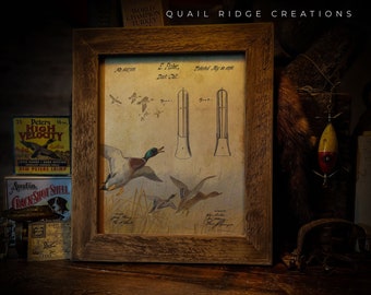 Vintage Duck Call 1870 Patent Art Print 8x10 Unframed Decoys Mallard Duck Hunting Fishing Cabin Wall Decor Gift