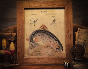 Large Vintage Carved Painted Wood Fish Lure Sharp Hooks, Shop