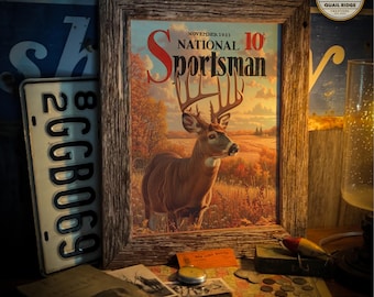 Vintage Whitetail Deer Art Print: Hunting Cabin Wall Decor