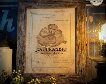 Vintage Medicine Advertising Art Print: Dr. Francis Liver Pills, Apothecary Decor