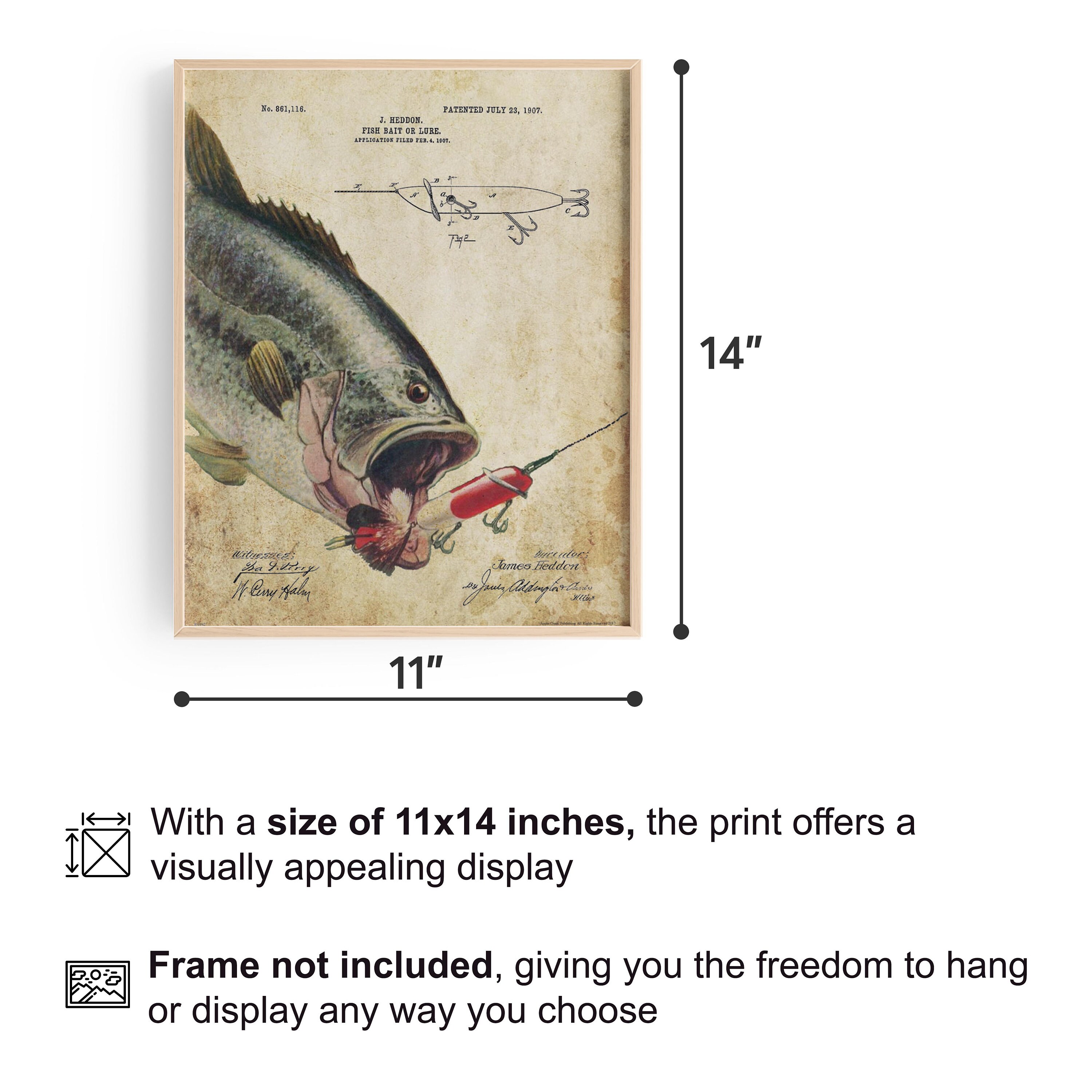 Vintage Heddon Fishing Lure Patent Art Print: Largemouth Bass Decor (11x14  Unframed) - Etsy Israel