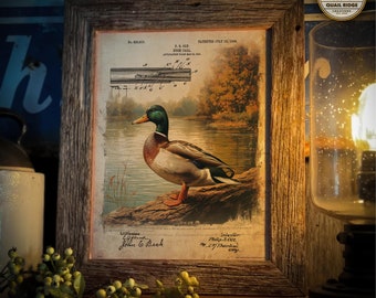 Vintage Duck Call Patent Art Print: Hunting Cabin Decor (11x14 Unframed)