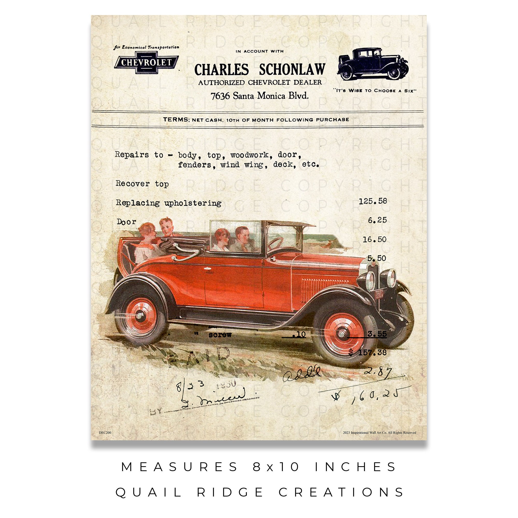 1928 Chevy Print: Vintage Classic Car Poster for Mancave (8x10