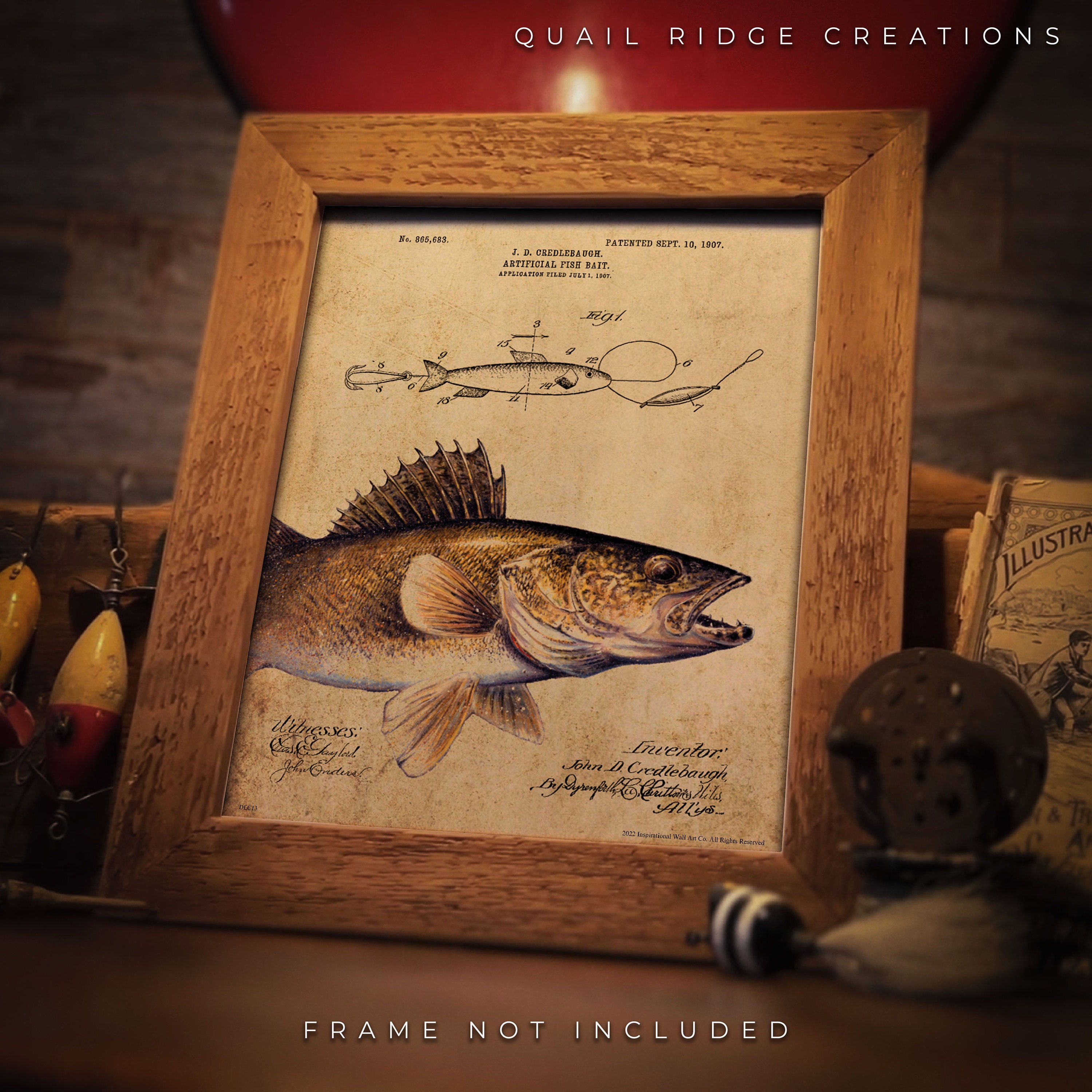 Fishing Motivational Poster Art Print Large Mouth Bass Walley Muskie Lures  Poles 11x14 Wall Decor Pictures