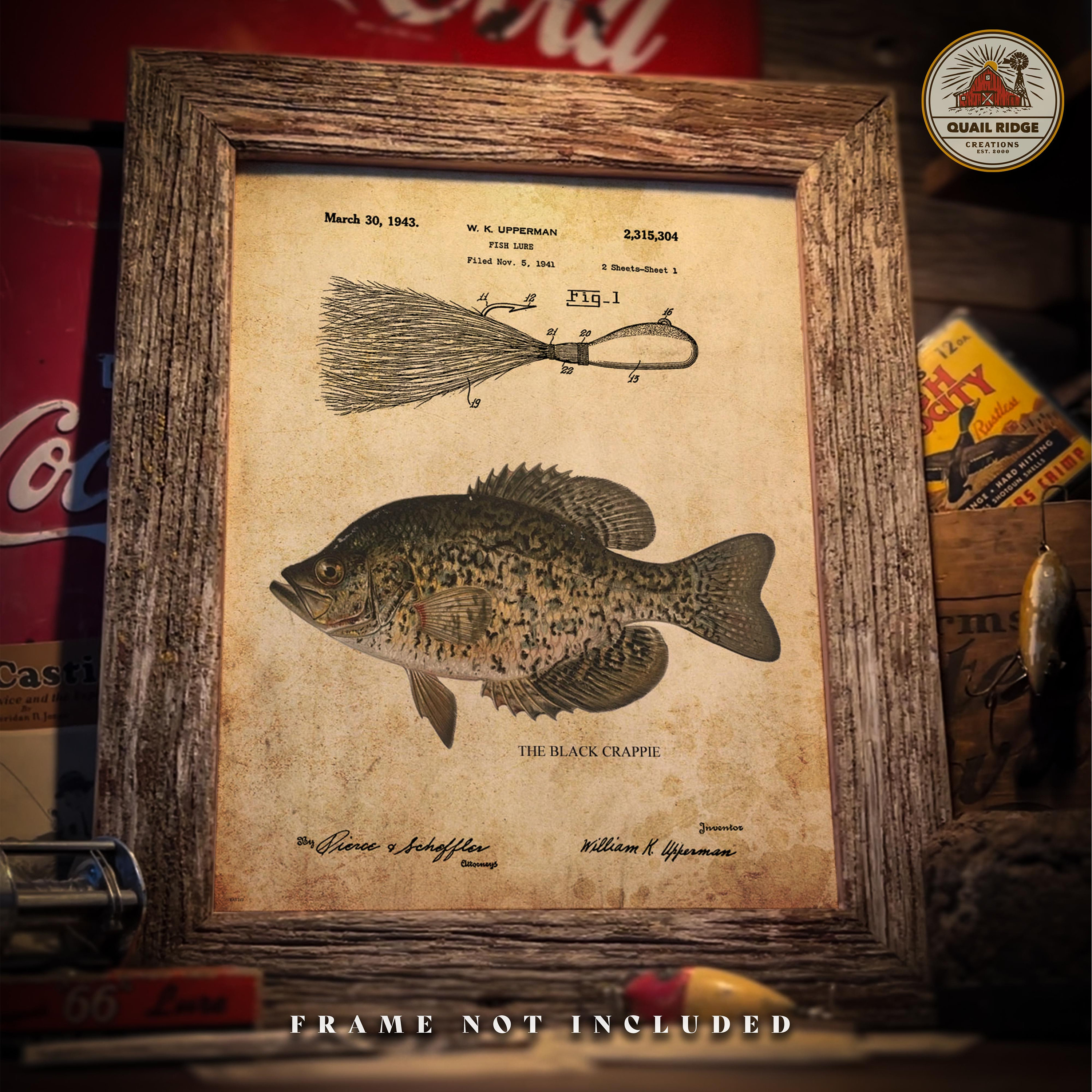 Walleye Fishing Motivational Art Print Vintage Lures Hunting Cabin Wall  Decor