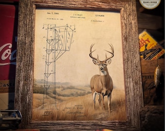 Vintage Deer Hunting Patent Art Print: Cabin Lodge Wall Decor (11x14 Unframed)