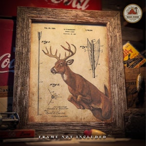 Vintage Bow Arrow Patent Poster Art Print 11X14 Unframed Whitetail Deer Hunting Fishing Cabin Lodge Lake House Artwork Wall Decor