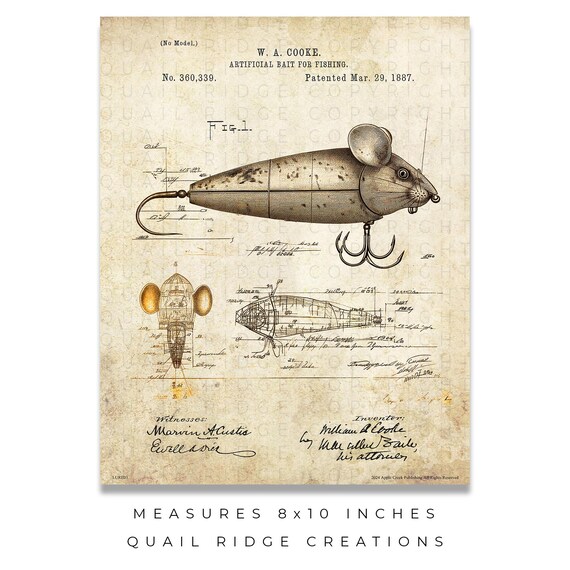 Vintage Mouse Fishing Lure Patent Art Print: Cabin Wall Decor - Etsy