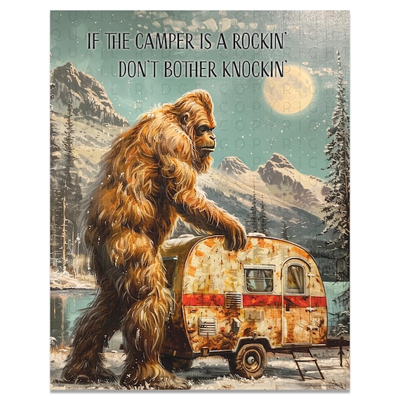 Sasquatch Camper Art Print: Funny Bigfoot Artwork (11x14 Inches