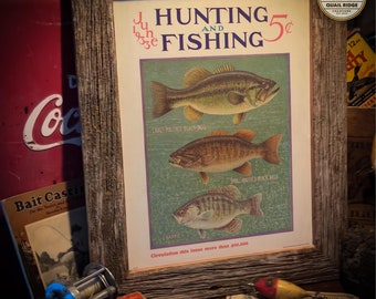 Fishing Sign Fishing Gifts for Men- Fish Decor Freshwater Game Fish - Vintage  Fishing Wall Decor Hunting