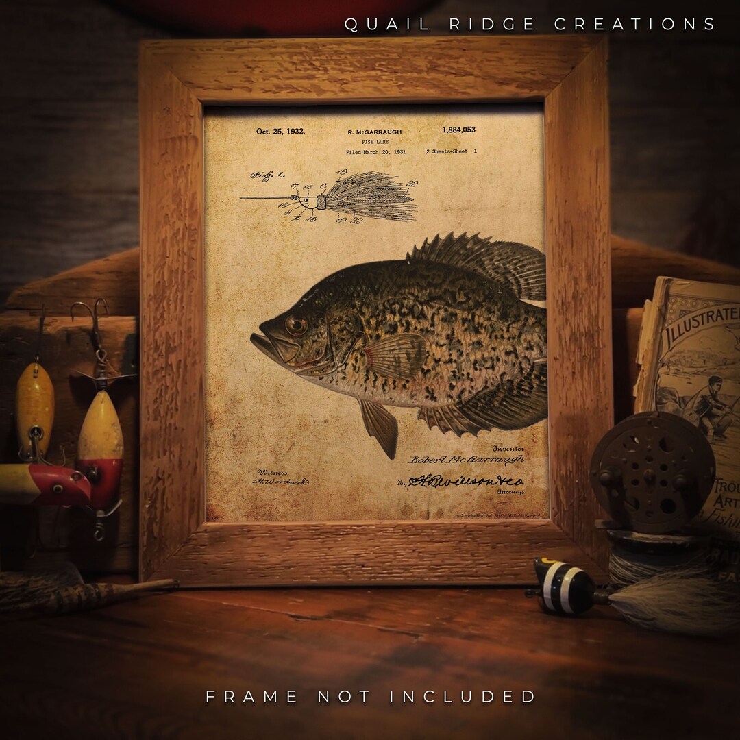 Vintage Fishing Lures Patent Art Print 8x10 Unframed Crappie Jig