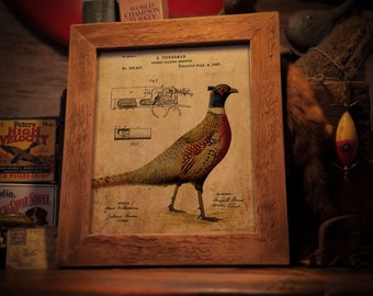 Vintage Shotgun Patent Art Print 8x10 Unframed Pheasant Hunting Fishing Cabin Wall Decor