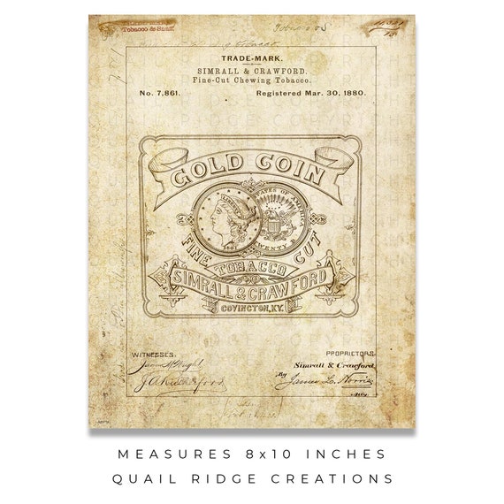 Vintage 1880 'gold Coin' Tobacco Label Art Print