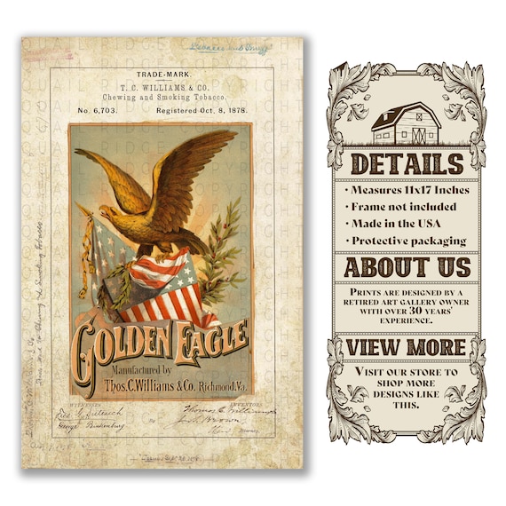 Vintage 1878 Golden Eagle Tobacco Advertising Art Print
