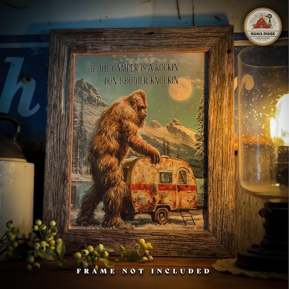 Sasquatch Camper Art Print: Funny Bigfoot Artwork (11x14 Inches