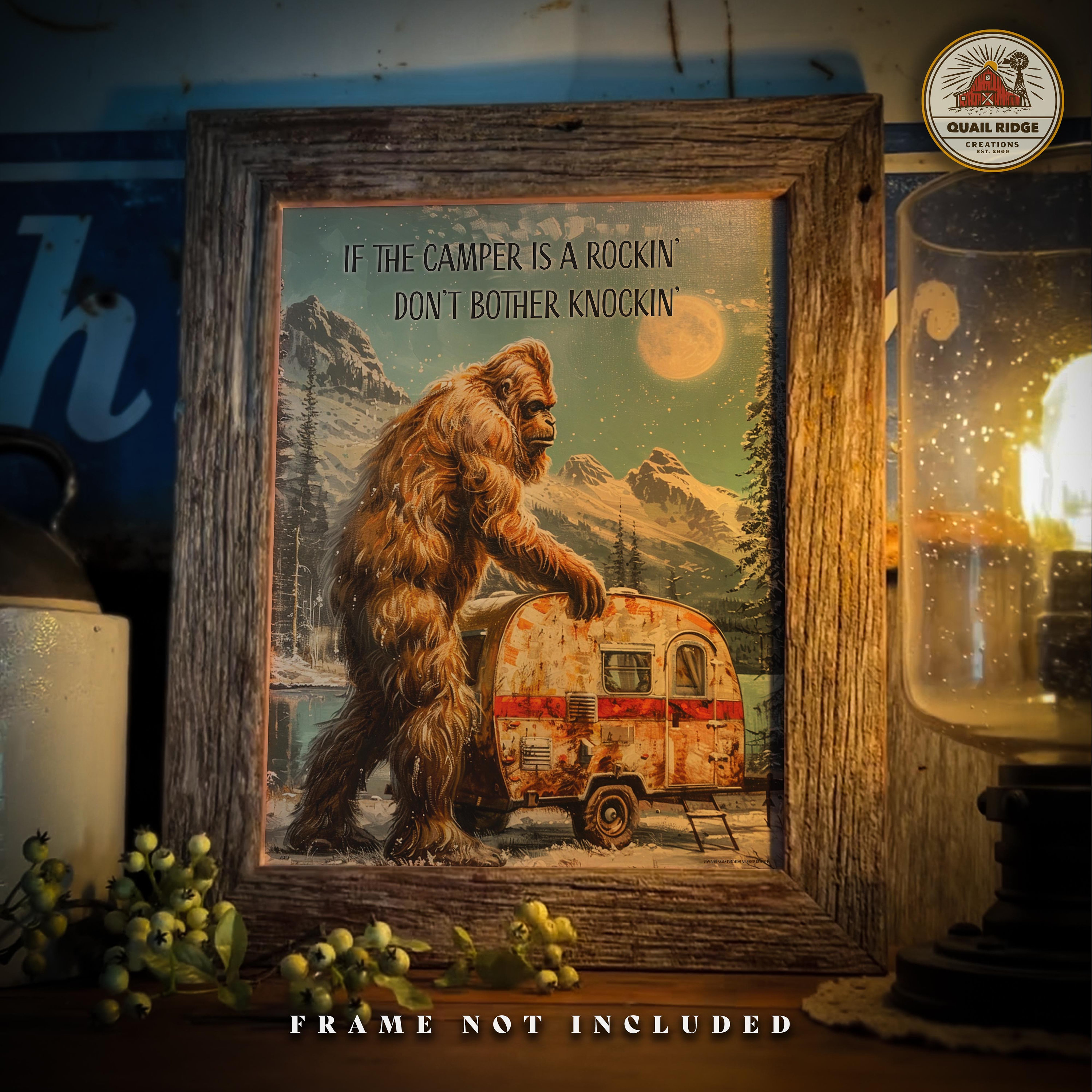 Sasquatch Camper Art Print: Funny Bigfoot Artwork (11x14 Inches