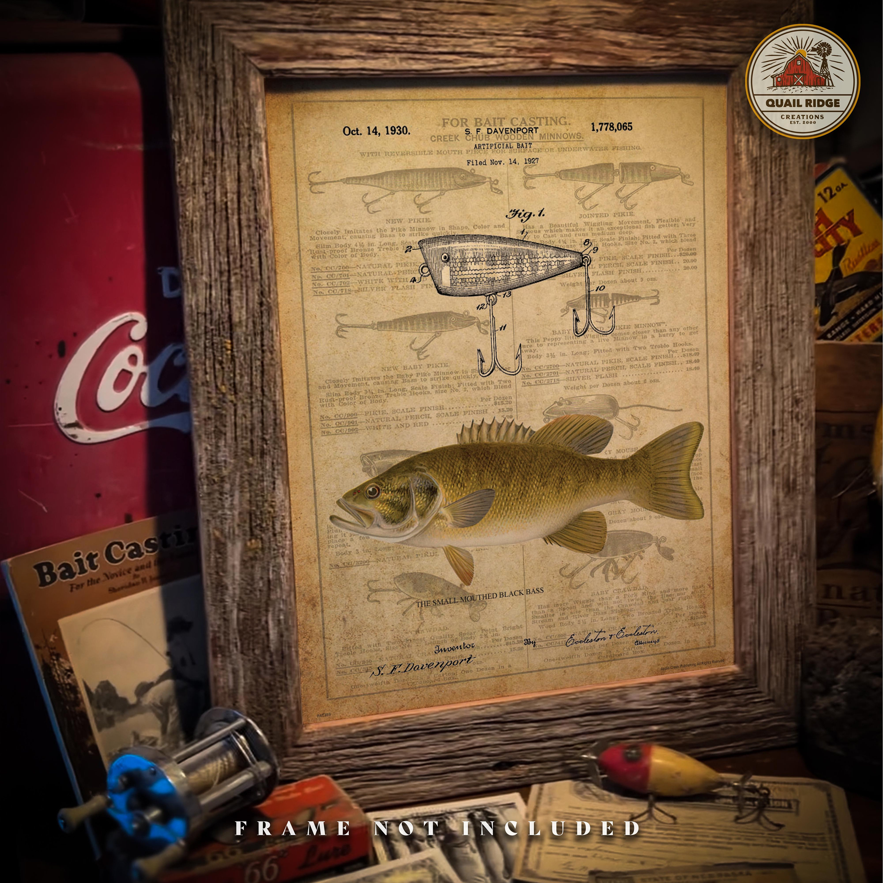 Vintage Fishing Lures Lot of Five Lures Little Cleo, Glen Evans, Blue Fox,  Chub Creek, Fishing, Cabin, Man Cave Decor 