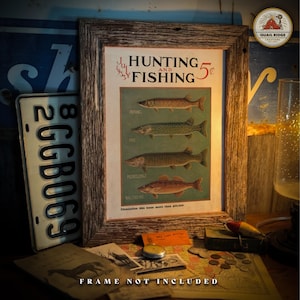 Vintage Wildlife Magazine Cover Poster Art Print 11X14 Unframed Muskie Walleye Fishing Hunting Cabin Lodge Lake House Artwork Wall Decor