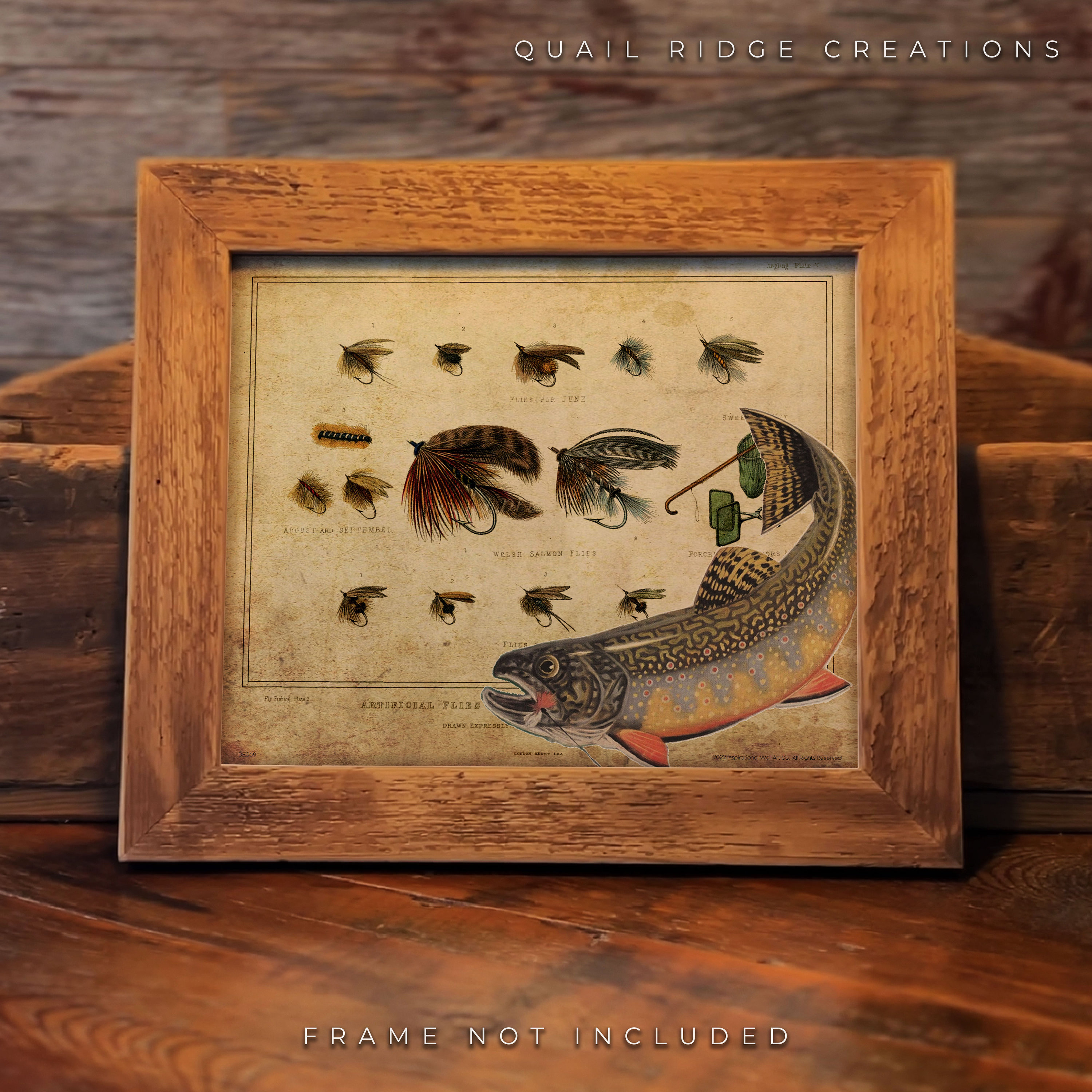 Vintage Fly Fishing Art Print 8x10 Unframed Brook Trout Artwork Hunting  Fishing Lake House Cabin Wall Decor Trout Fisherman Gift 