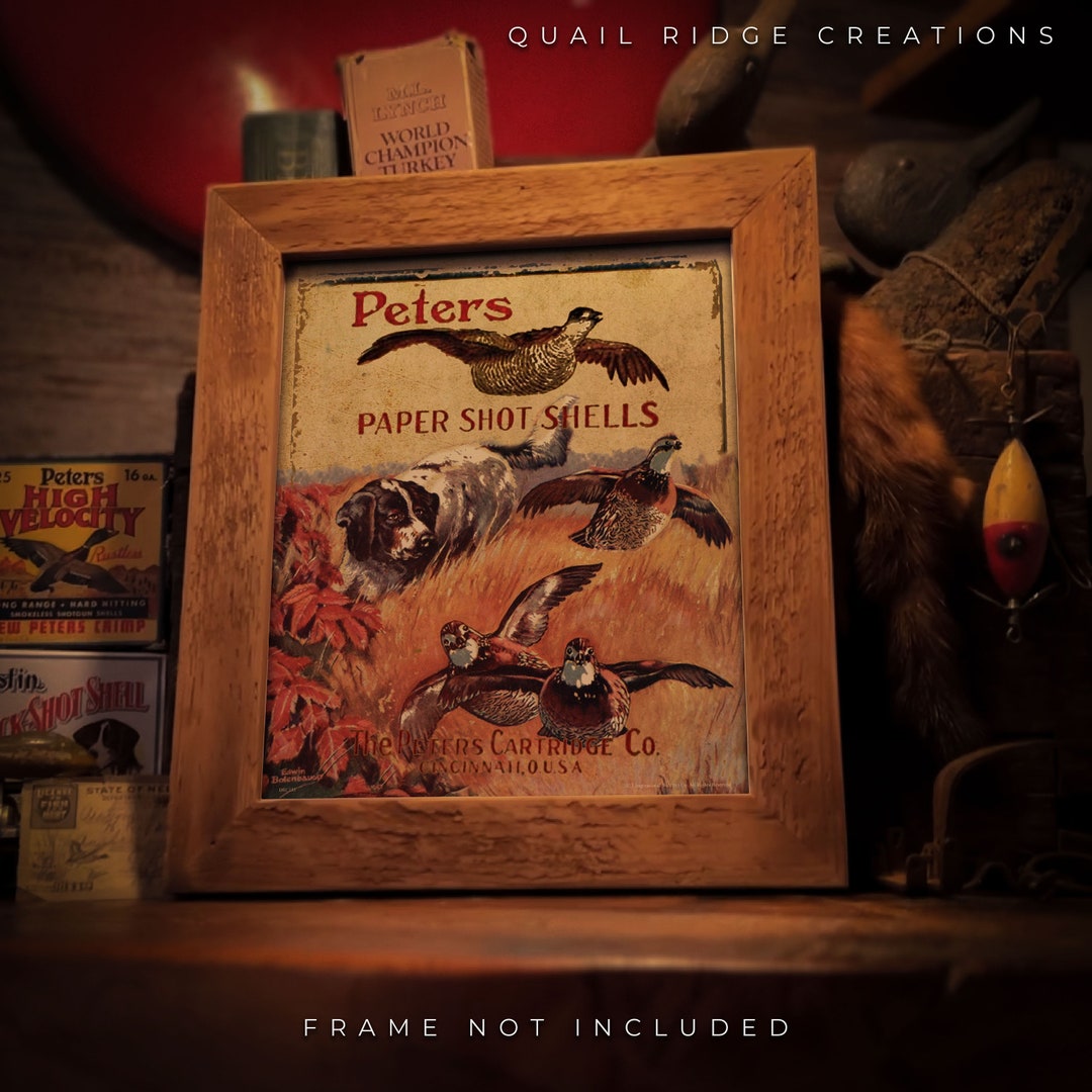 Vintage Peters Shotgun Shell Box Art Print 8x10 Unframed Quail Hunting ...