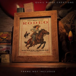 Vintage Rodeo Program Poster Art Print 8x10 Unframed Horse Riding Pinup Cowgirl Cowboy Western Home Wall Decor
