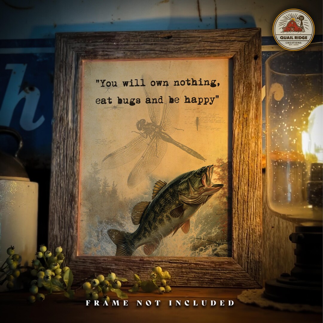 Vintage Largemouth Bass Art Print: Wildlife Fishing Cabin Decor - Etsy