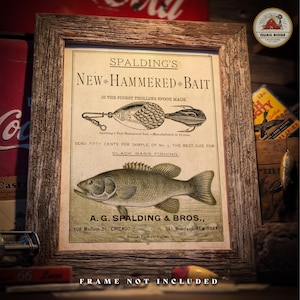 Señuelos de pesca vintage Anuncio Arte Impresión 11X14 Sin marco Pesca Caza Cabina Lodge Lake House Obra de arte Decoración de pared Regalo para pescador