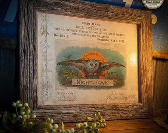 Vintage Night Hawk Tobacco Label Art Print - Smoke Shop Decor