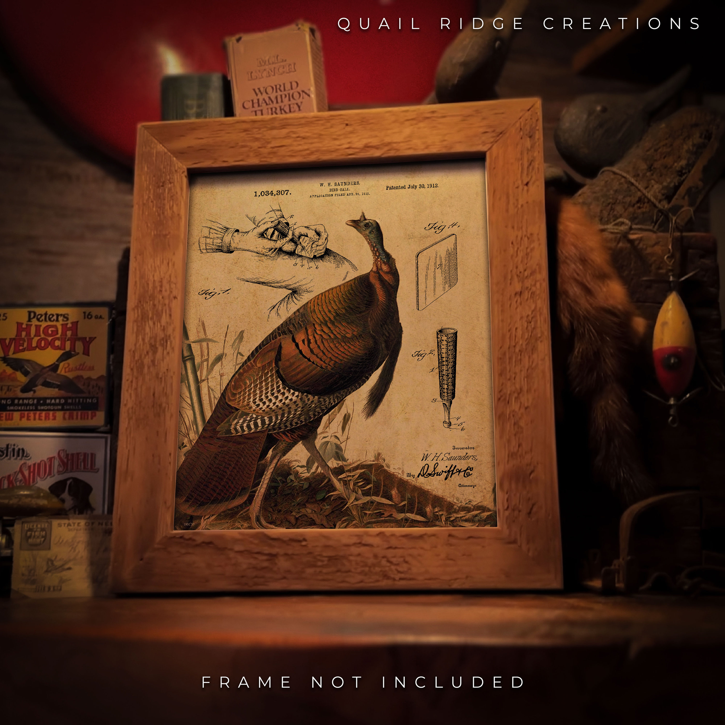 Wild Turkey Slate Call Patent Art Print: Hunting Cabin Decor - Etsy