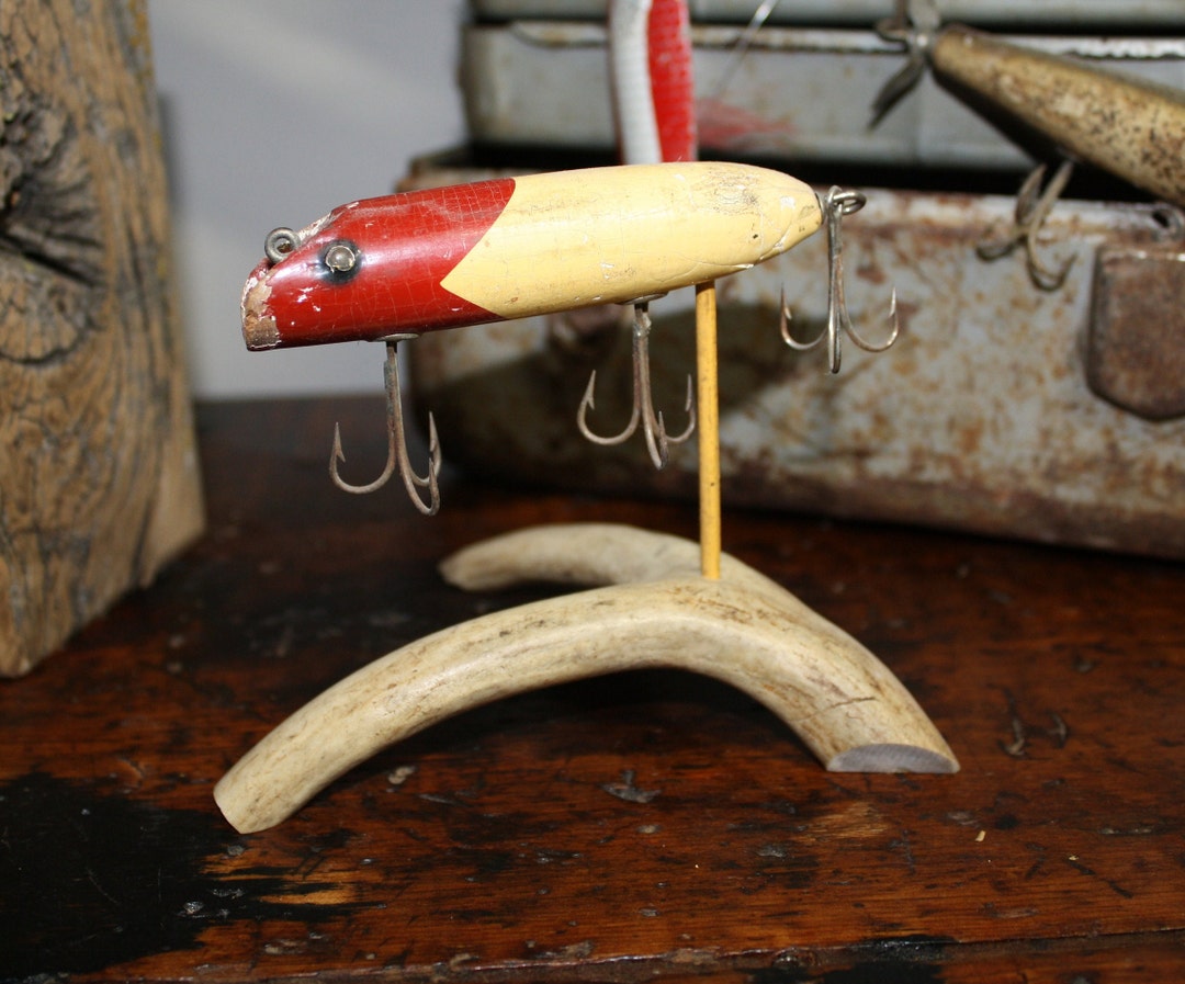 Set Of Antiqued Wood Lures Old Fashion Fish Lure Ornaments, 55% OFF