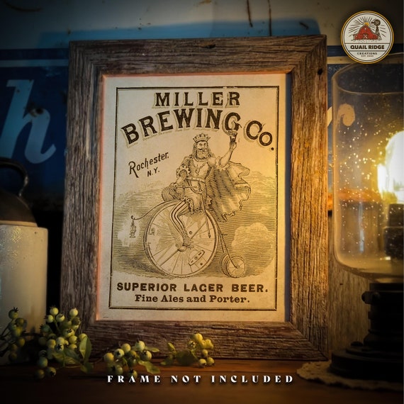 Vintage Miller Beer Art Print: 1800s Advertising, Tavern Decor