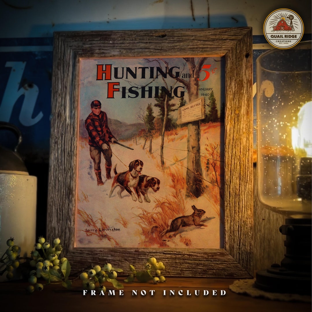 Vintage Beagle Dog Rabbit Hunting Magazine Cover Poster Art Print 11x14