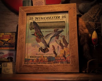 Vintage Winchester Shotgun Shell Box Art Print 8x10 Unframed Duck Hunting Decoys Fishing Cabin Wall Decor Gift